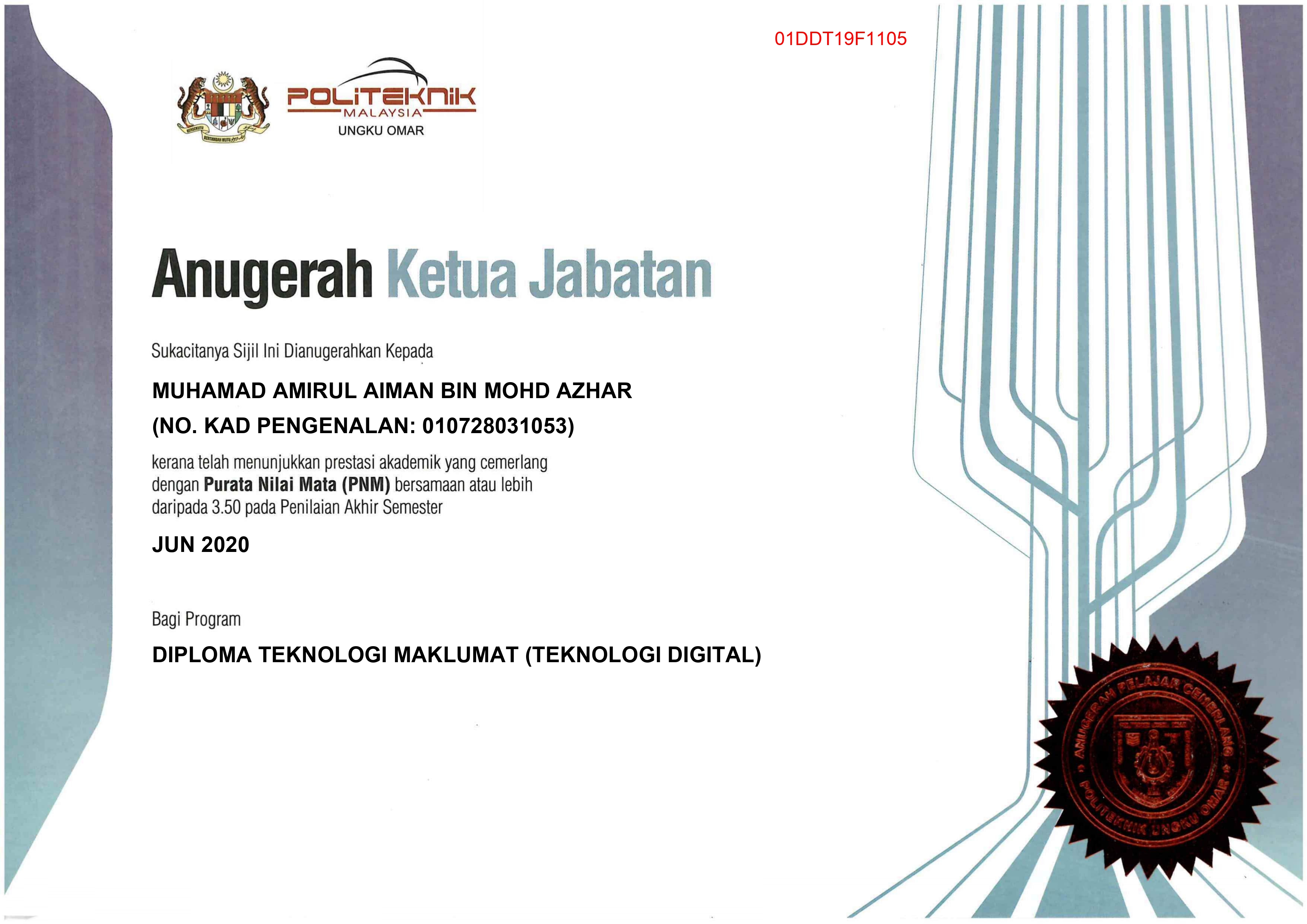 Anugerah Ketua Jabatan Semester 3